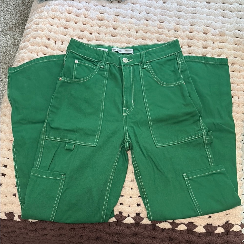 Bershka Green High Rise Women Jeans